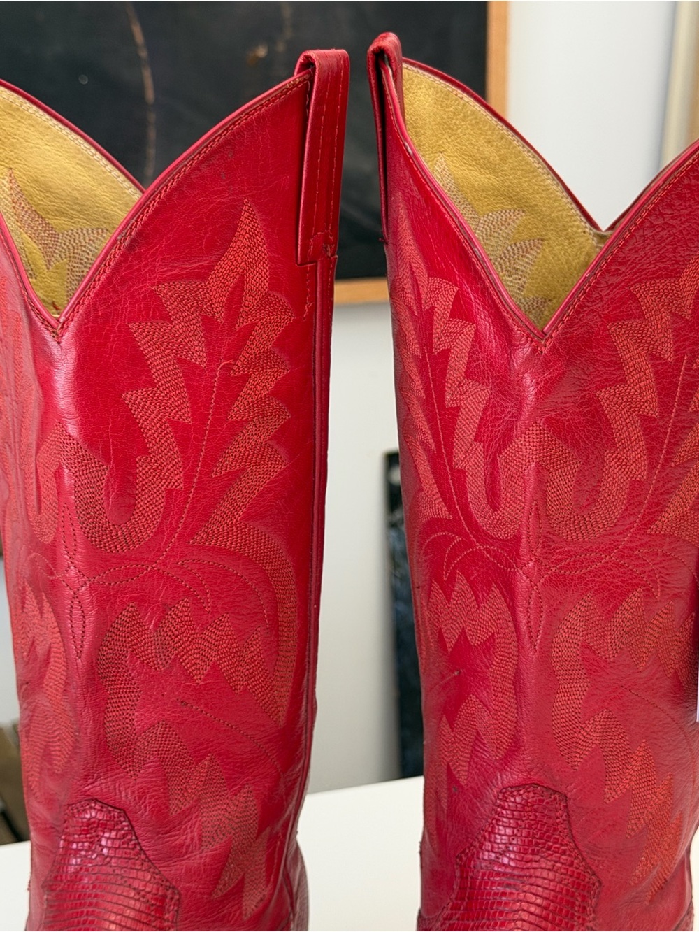 Panhandle Slim Vintage Red Leather Cowboy Boots Size 6.5 - Picture 4 of 8